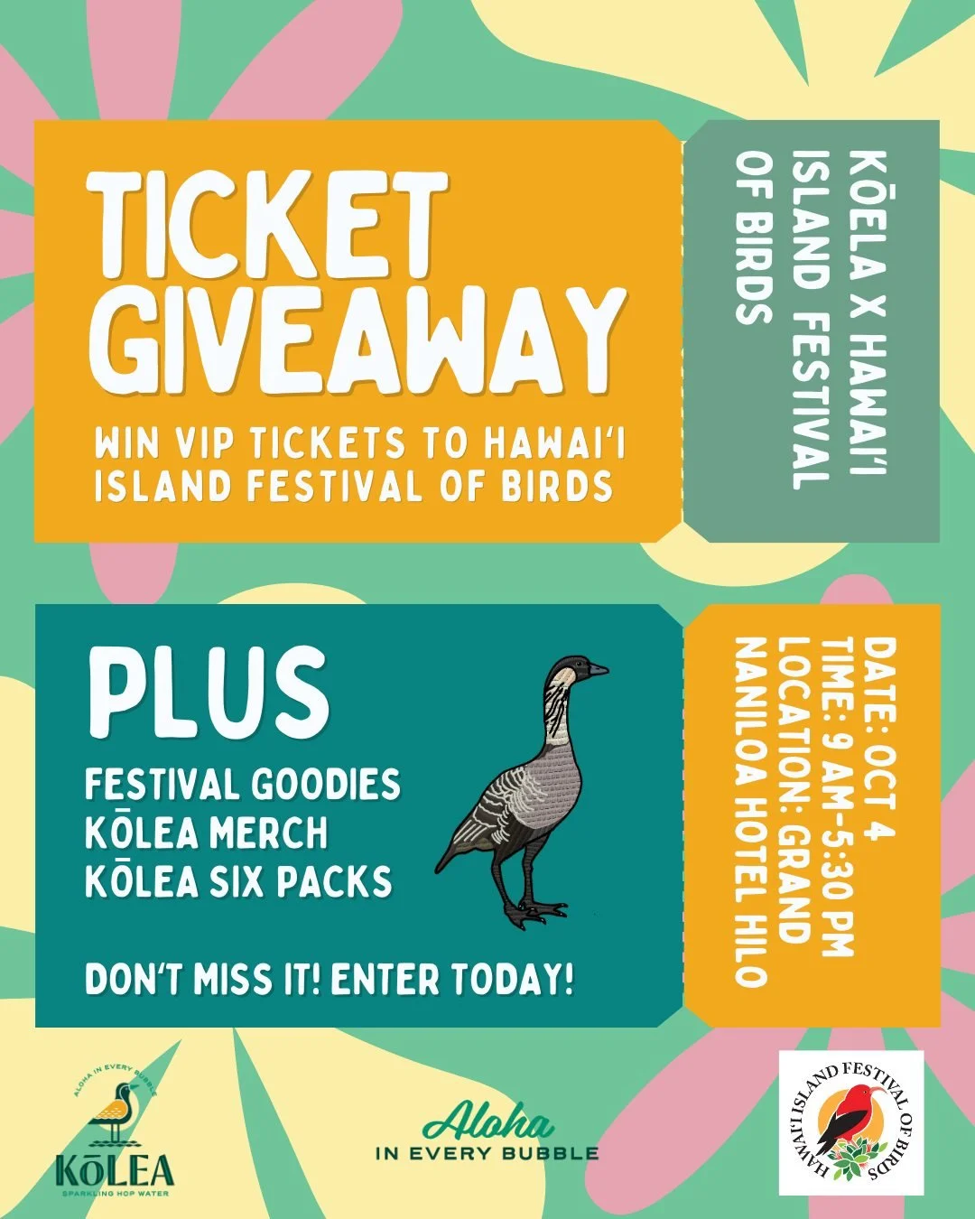 We&rsquo;ve teamed up with @birdfesthawaii to send YOU and a friend on the ultimate birding adventure at the Hawaiʻi Island Festival of Birds! 

📅 When &amp; Where:
October 4 &middot; 9:00 AM &ndash; 5:30 PM
Grand Naniloa Hotel &middot; Hilo, HI

On