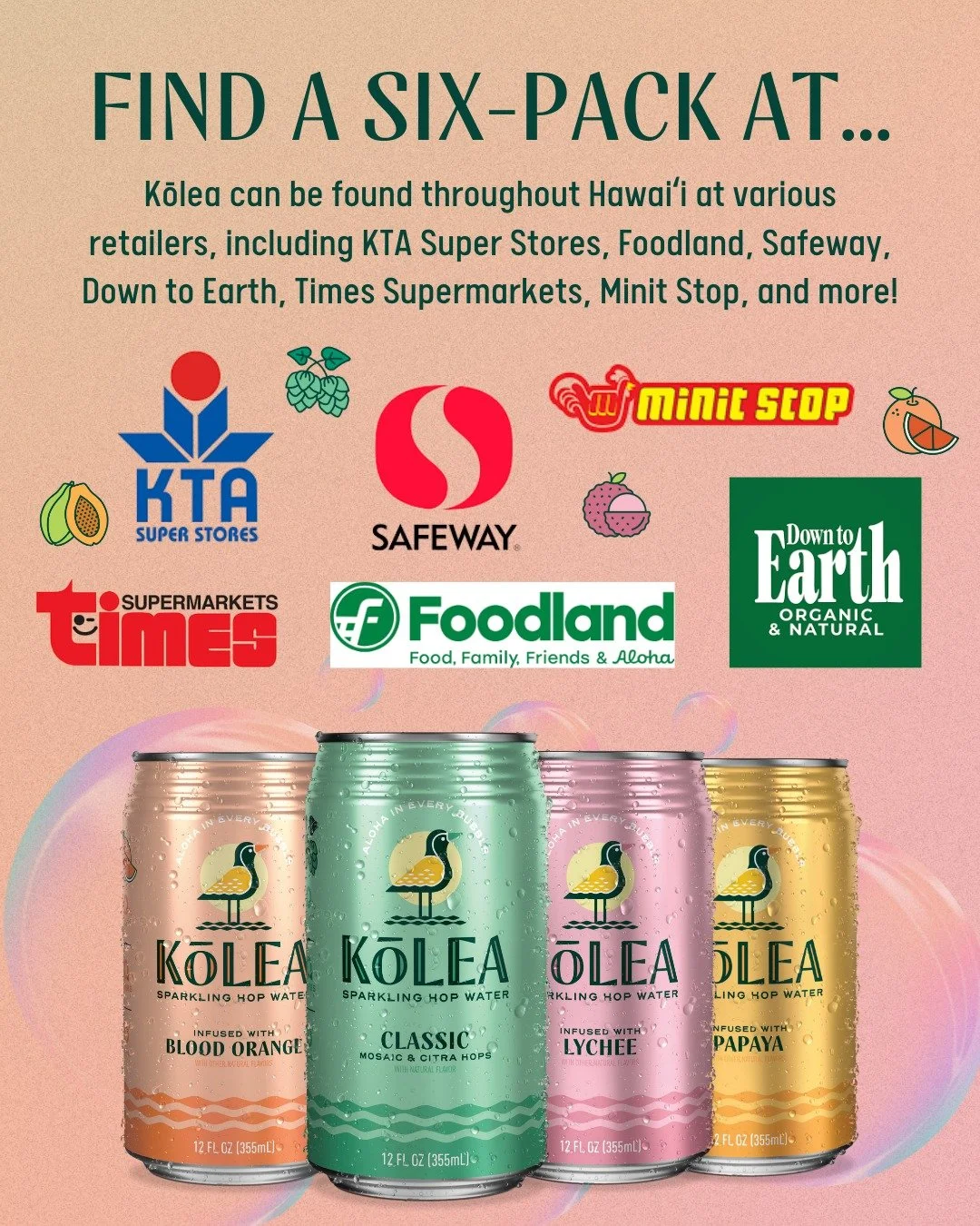 Kōlea Sparkling Hop Water is available at local retailers statewide.

Drop a comment if you&rsquo;ve spotted us in stores!🥰 

#KoleaHopWater #Kolea #SparklingHopWater #SparklingWater #NonAlcoholic #MadeinHawaii #Hawaii #NoCalories #NoSugar #HopWater