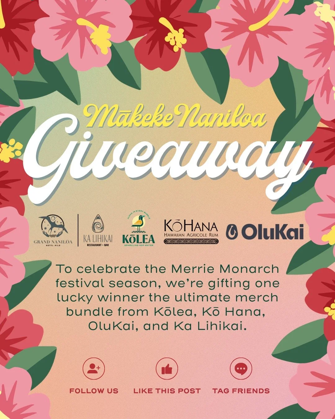 🌺 GIVEAWAY TIME 🌺

We&rsquo;ve teamed up with Kō Hana, OluKai, &amp; Ka Lihikai this Merrie Monarch season to bring one lucky winner the ultimate merch bundle.

Here&rsquo;s what you could win:

🫧 Kōlea
&bull; One 6-pack of each Kōlea flavor
&bull