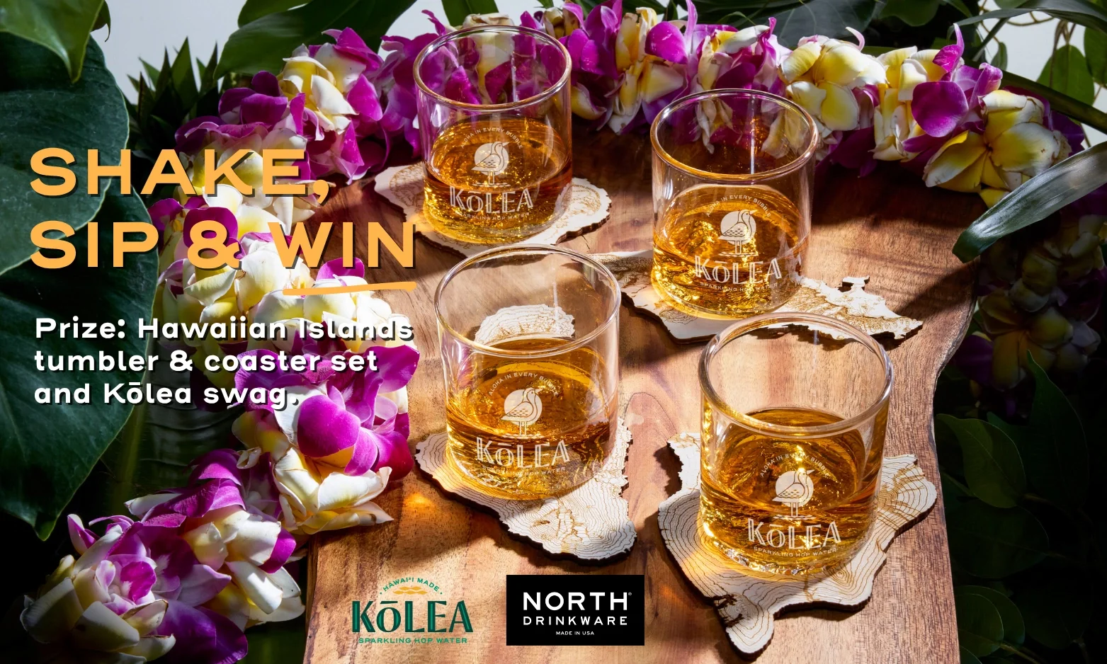 shake sip and win prize hawaiian islands tumbler and coaster set and kolea swag