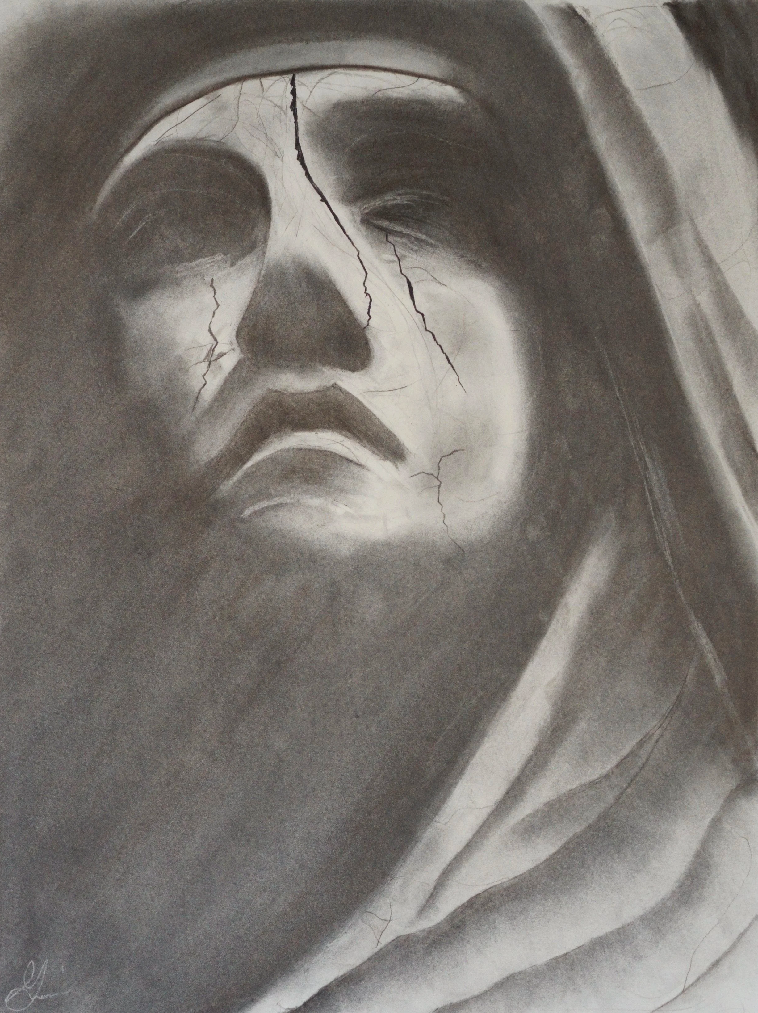 "Broken" 18x24 Charcoal on Paper, 2025
