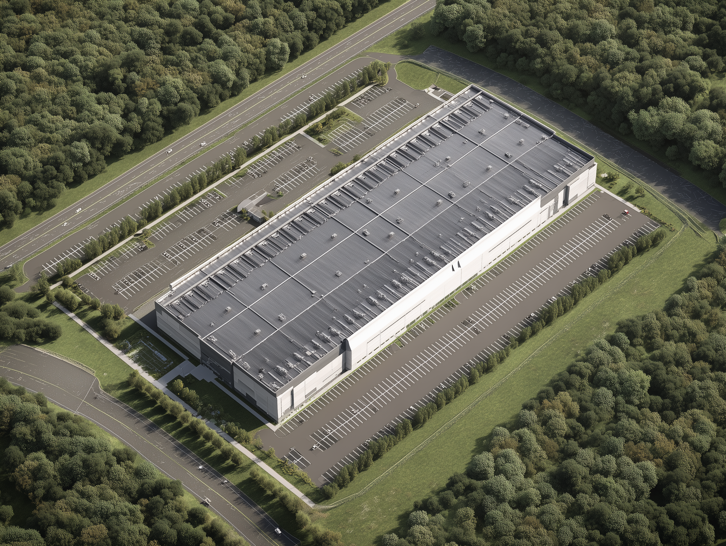 Two construction workers wearing safety vests and helmets stand under a bridge at a construction site, with construction machinery and vehicles in the background.