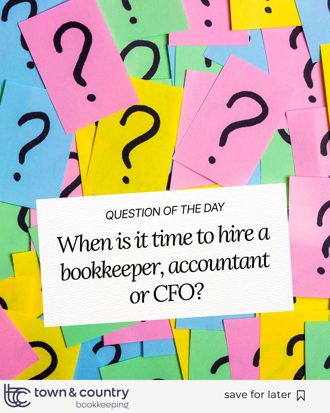 Every business reaches a point where doing it all yourself no longer works. 

Here&rsquo;s how to know who you need and when:

Bookkeeper - When your books are behind, you&rsquo;re guessing your profit or tax time feels stressful because nothing is o