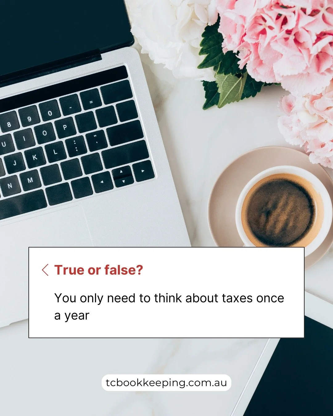 True or false? You only need to think about taxes once a year.

Comment below 👇

Actually, for business owners, tax builds up throughout the year &mdash; not just at tax time.

BAS, PAYG and super all have regular deadlines that need ongoing attenti