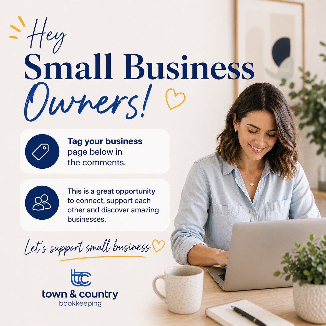 Share your business with us 👇

Tag your business page below in the comments so others can discover and support you.

We love seeing small businesses grow, connect and cheer each other on. 💛
.
.
.
#SmallBusinessAustralia #SupportSmallBusiness #Busin