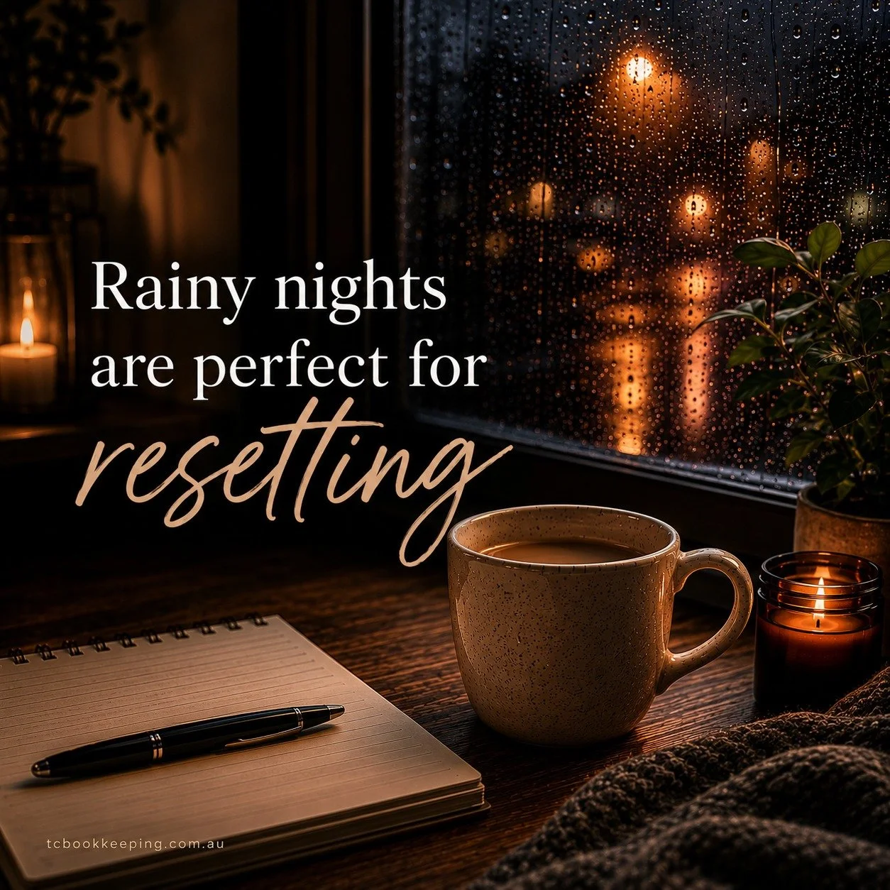 Rainy nights are perfect for resetting ☕🌧️

A good excuse to slow down, get organised and tick a few things off the list.

What&rsquo;s everyone working on tonight?
.
.
.

#Bookkeeping #SmallBusiness #RainyNightVibes #BusinessLife #OfficeLife #Bookk