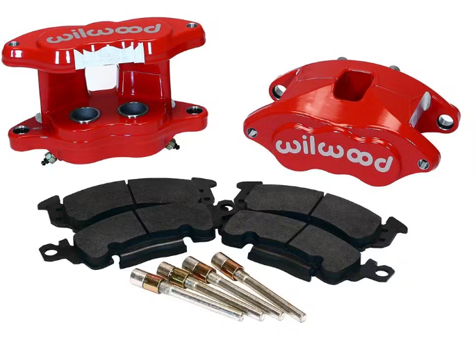Set of Wilwood brake calipers, brake pads, and brake caliper mounting hardware.