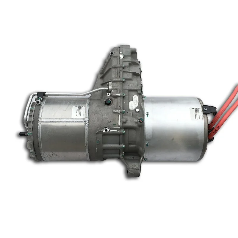 An electric vehicle motor and transmission assembly.