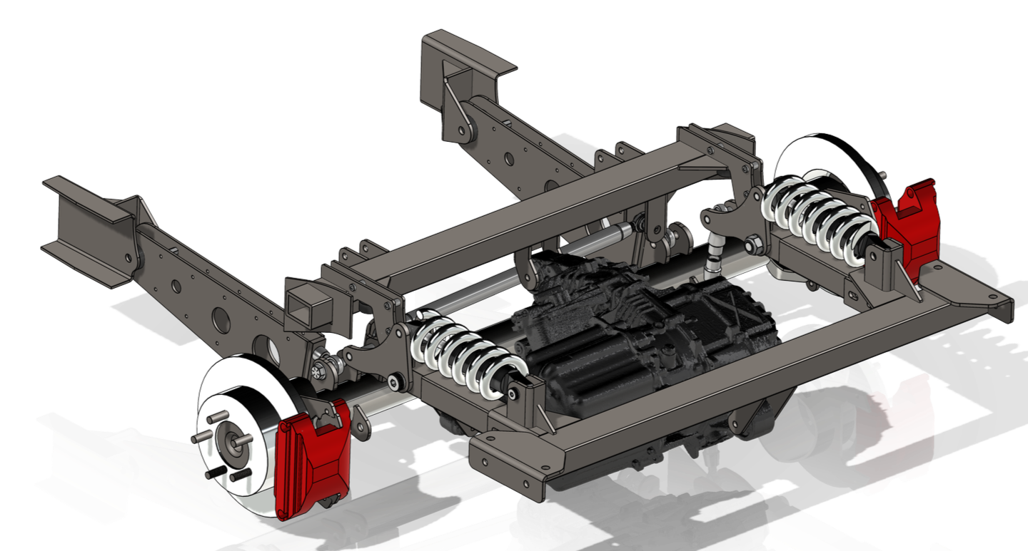 A detailed technical illustration of a vehicle suspension system with coil springs, shock absorbers, and mounting brackets.