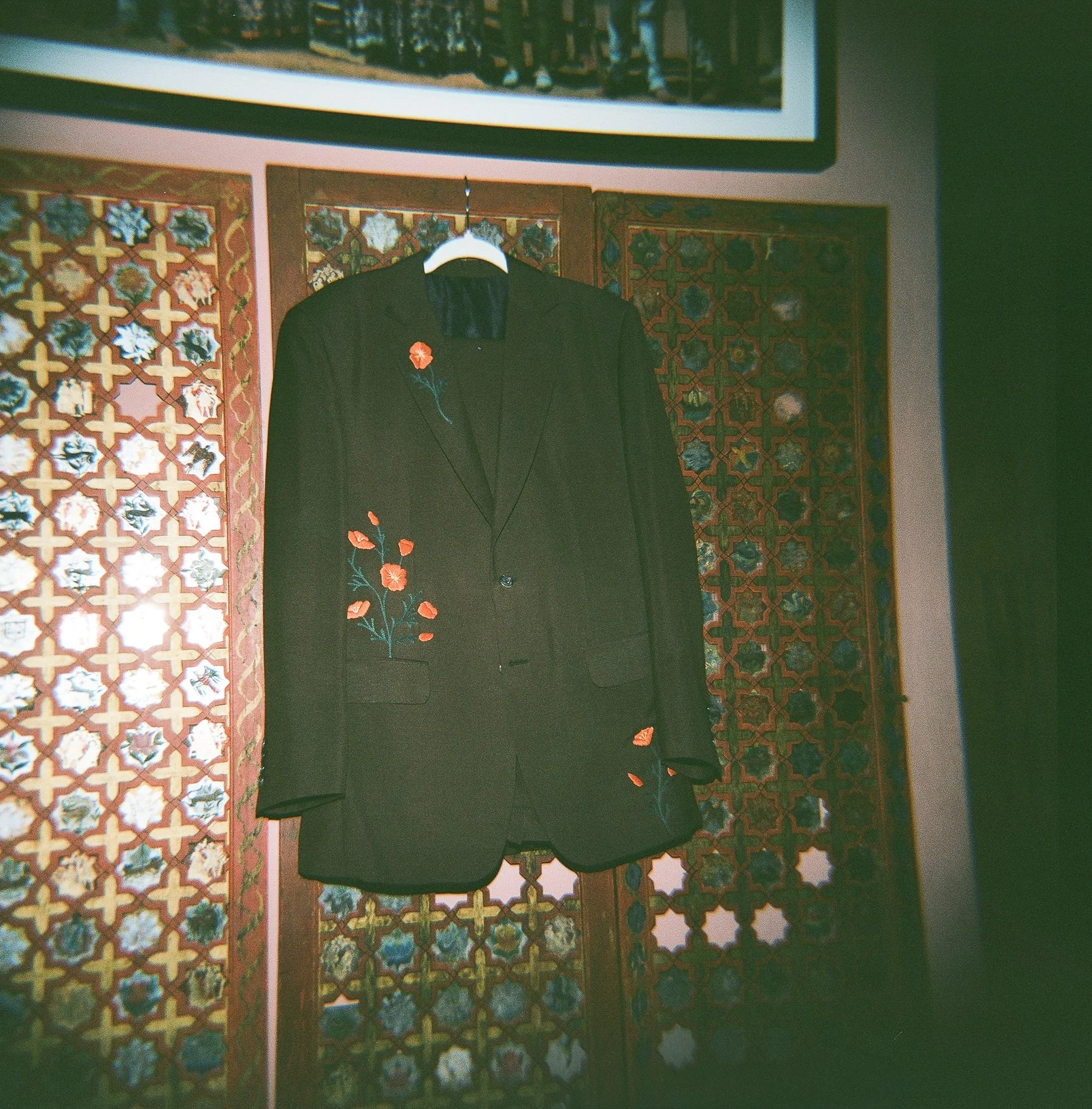custom embroidered groom suit