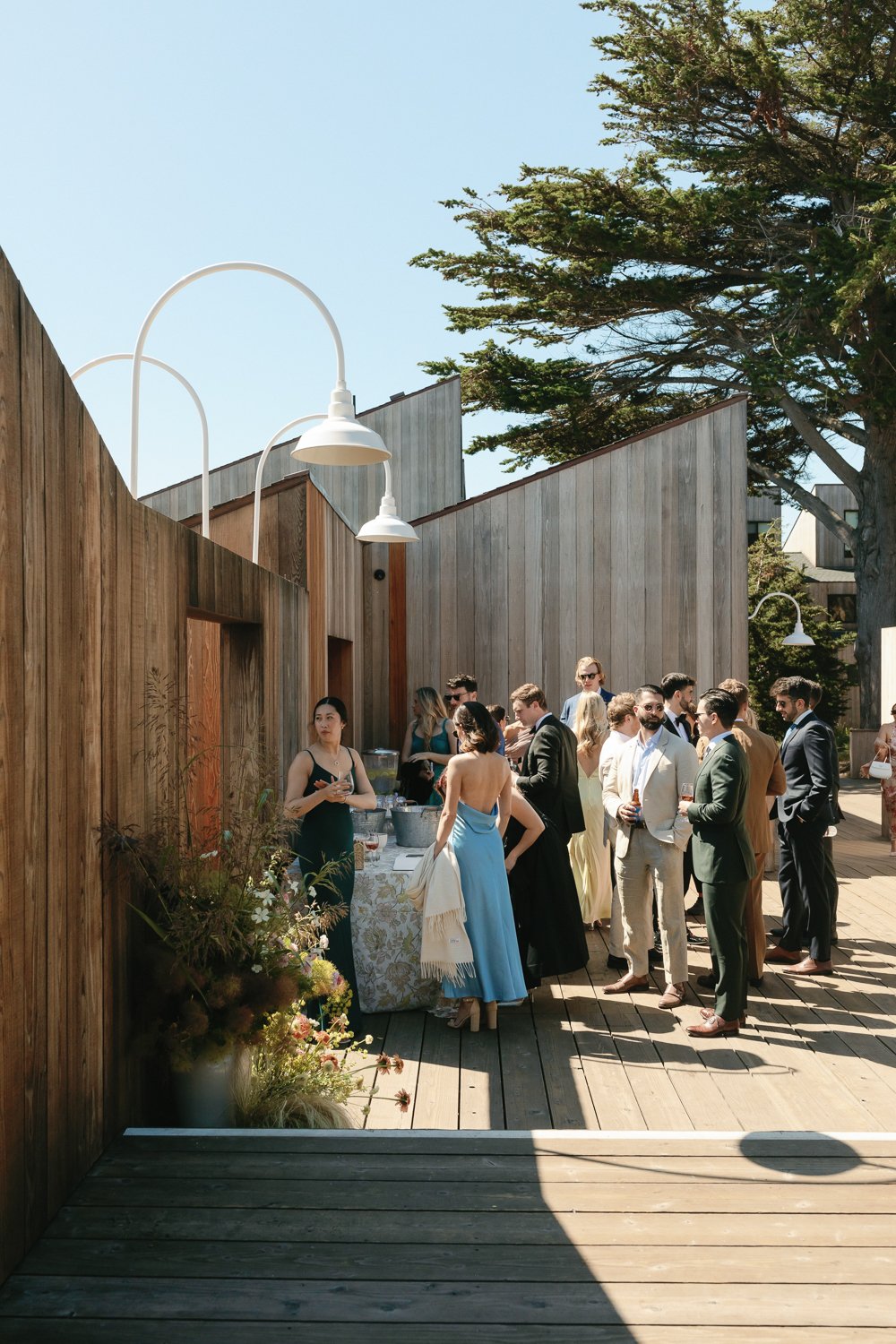 Guests arriving for a wedding at the sea ranch lodge