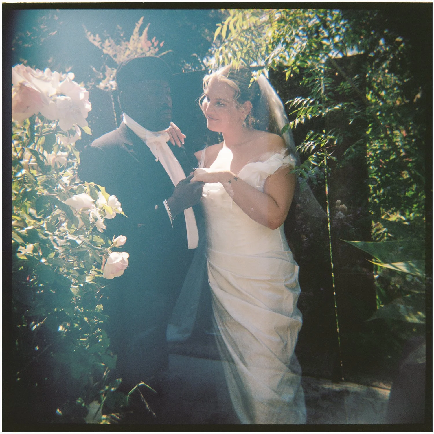 Newlyweds taking portraits at a Topanga Canyon private estate