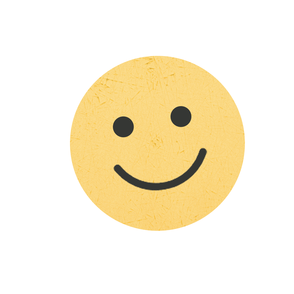 Smiley face emoji with a happy expression on a black background.