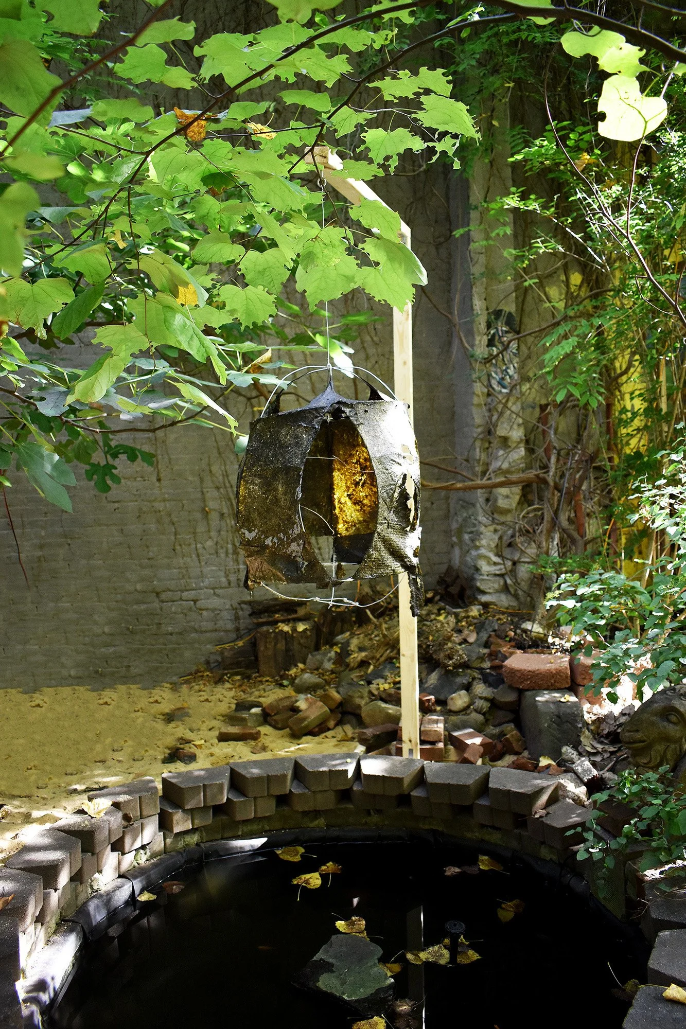 2025; Immemorial; Ulva Seaweed harvested from Rockaway Beach NY, glycerin, gelatin, aluminum wire; 30" x 23" x 23"