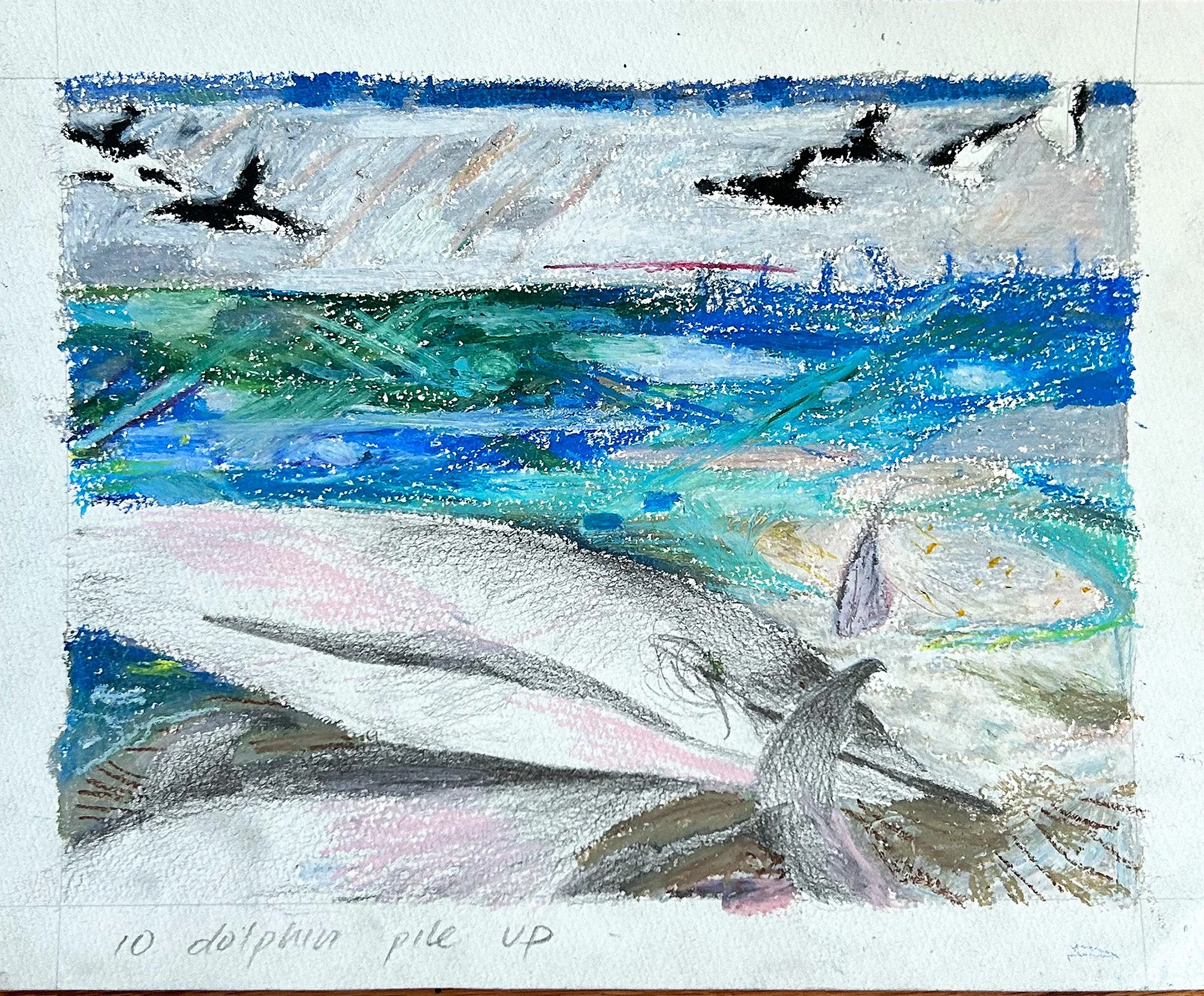 2026"; 10 Dolphin Up; Oil on Paper; 6.5" x 8.5"