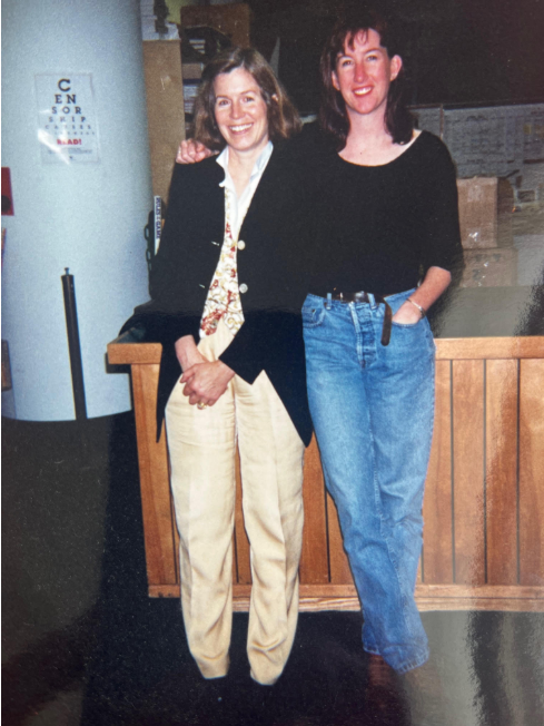 Photo caption: Alison Owings with Kimberly Burns backstage at A Clean Well-Lighted Place for Books in San Francisco before a reading and Q&A for Frauen: German Women Recall the Third Reich, circa November 1993. Photo courtesy of Alison Owings.