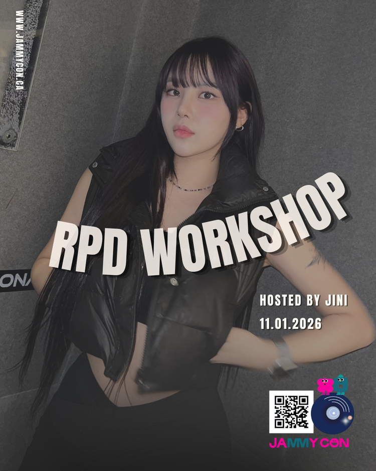 RPD Workshop poster hosted by Jini with JAMMY CON branding and QR code