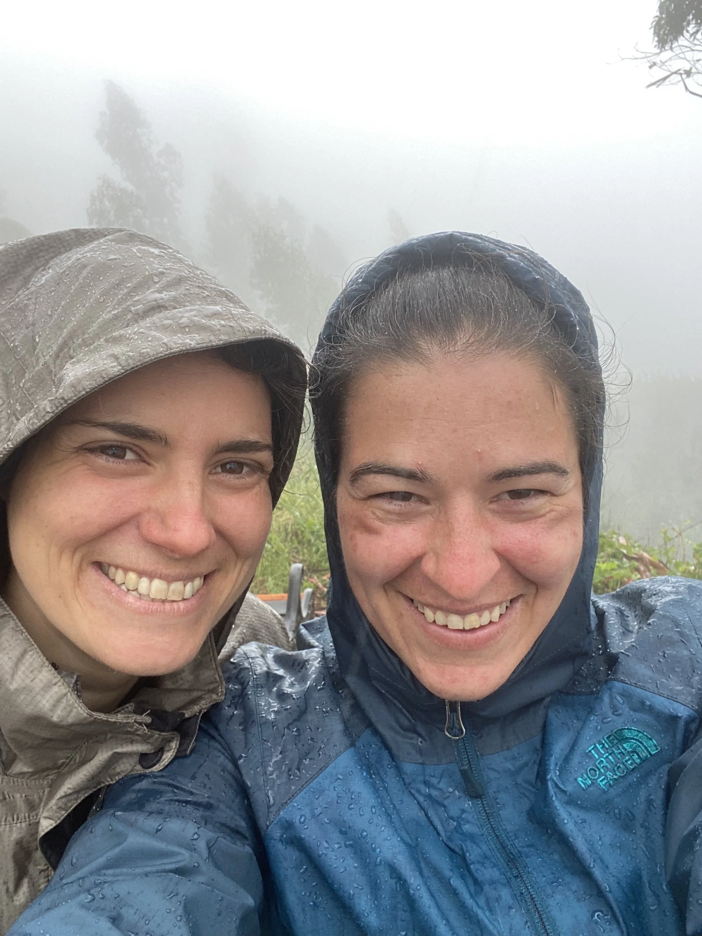 Anna Jaffe (Anna Sylvan-Jaffe Waldman-Brown) in Marin in the fog soaking wet but pretty happy.