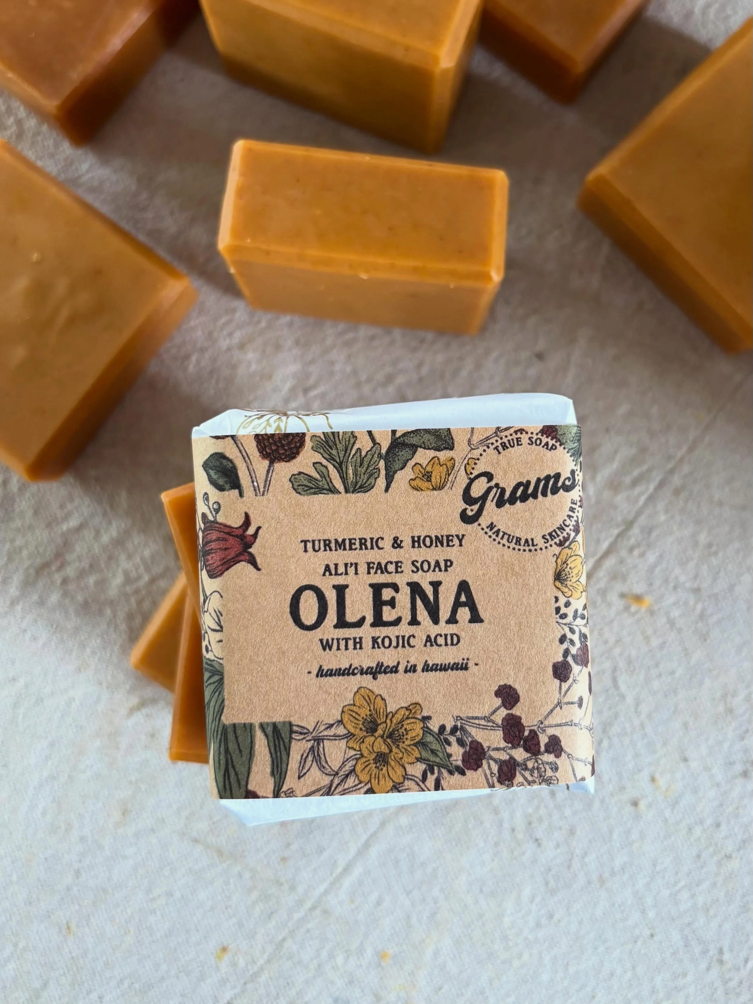 O L E N A 
Ali&rsquo;i Face Bar

a handcrafted soap that can be used on your face without leaving your skin tight and dry, because I super fat my soaps, which means there are oils &amp; butters that are not saponified (not turned into soap) Think of 