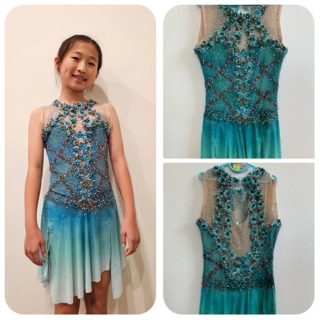 Supporting Chelsea&rsquo;s beautiful new season by gifting this artistic aqua dress that feels like it was made just for her.

So grateful to share, support, and celebrate each other in this skating community 💫