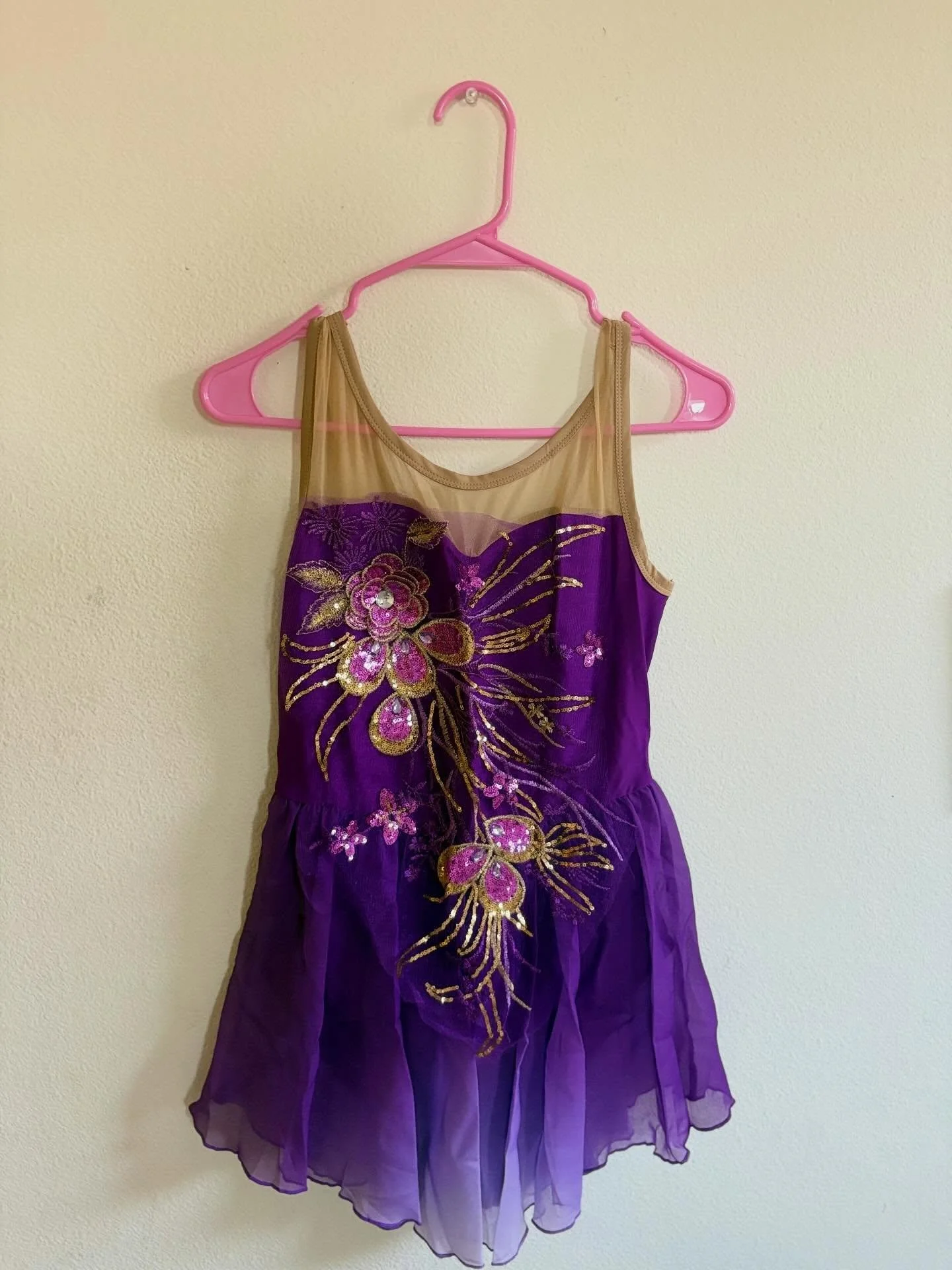 A graceful dress in a sophisticated purple hue, beautifully detailed with delicate oriental embroidery.

Designed to shine on the ice, with a stunning skirt line that flows effortlessly.

Size: Fits ages 8&ndash;11

✨ Generously donated by Cleo Park 