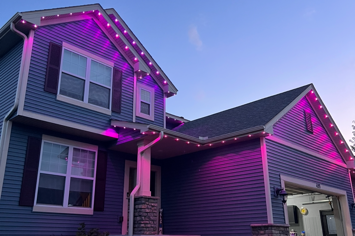 App-controlled LED lights on a Chaska home set to spring celebration display