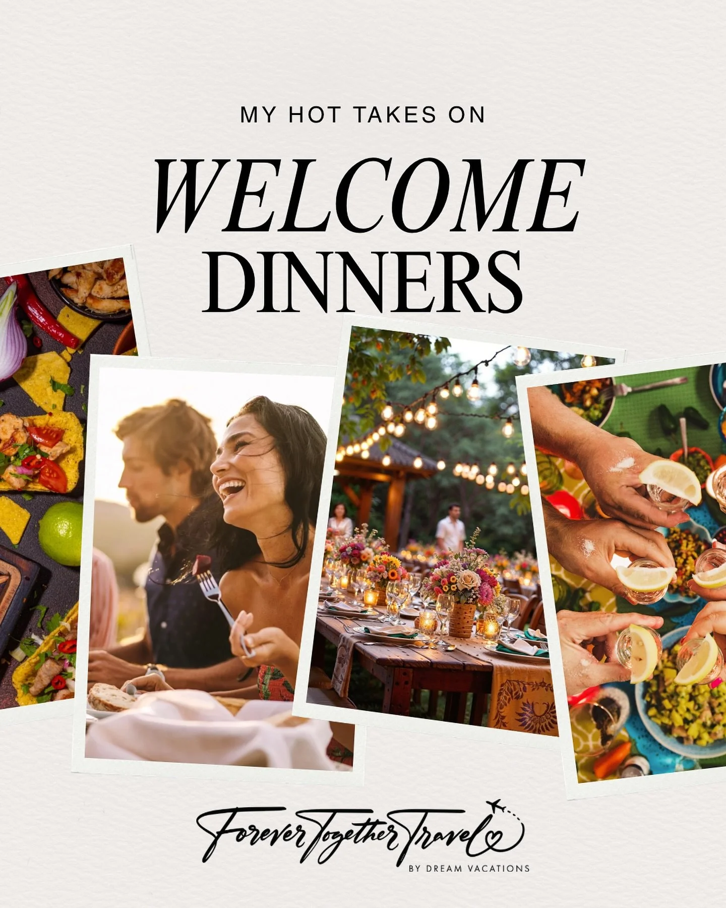 Love a good welcome dinner almost as much as I love a controversial wedding opinion. 😅

After planning destination weddings, I&rsquo;ve learned this: the welcome dinner sets the tone for the entire weekend. It&rsquo;s where guests actually connect, 