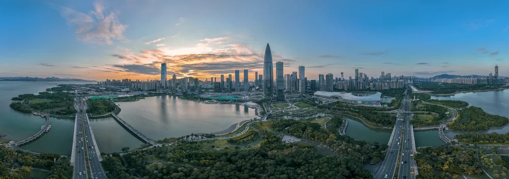 Shenzhen skyline with the Ping An tower at night