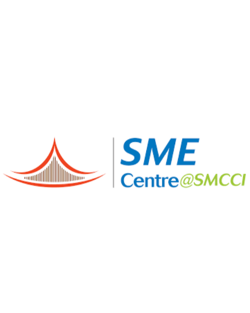 Logo for SME Centre@SMCCI with a red and white abstract bridge graphic and blue and green text. Learning Expedition partner