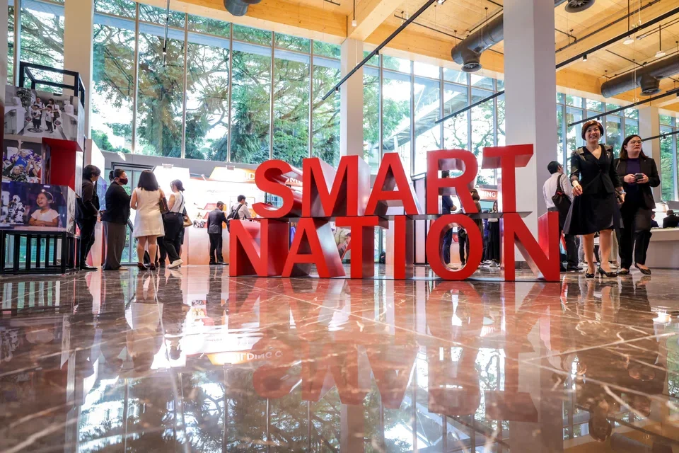 A "Smart Nation" installation on display at an exhibition in Singapore, representing the country's digital government initiative