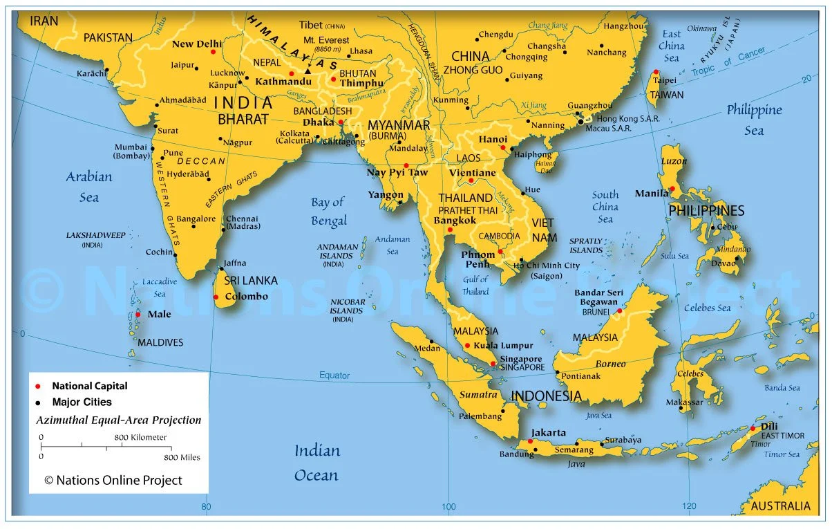 Map of Asia showing China, India, Southeast Asia, and South Korea — the interconnected economies reshaping global manufacturing and supply chains