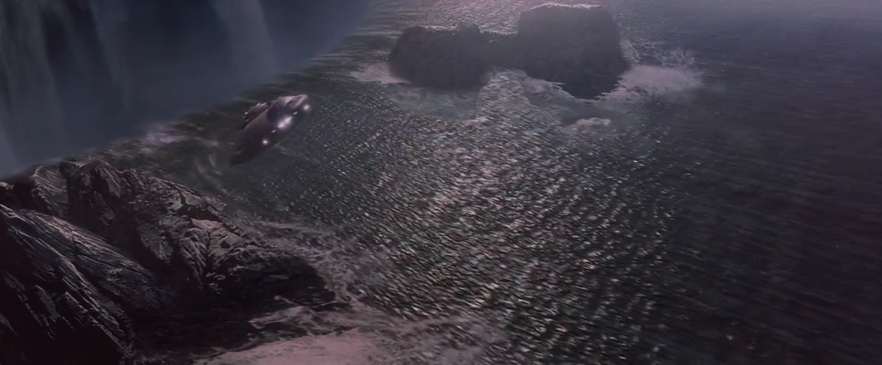 Jupiter 2 flying through a waterfall to gain altitude