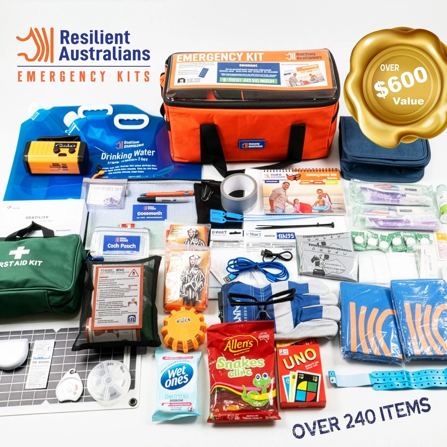 Shopping for an Emergency Kit? Resilient Australians have the most comprehensive kits available for Australia. Save hundreds of dollars compared with DIY. Most importantly our kits are not just a bag of items - they come with a 60 page Emergency Manu