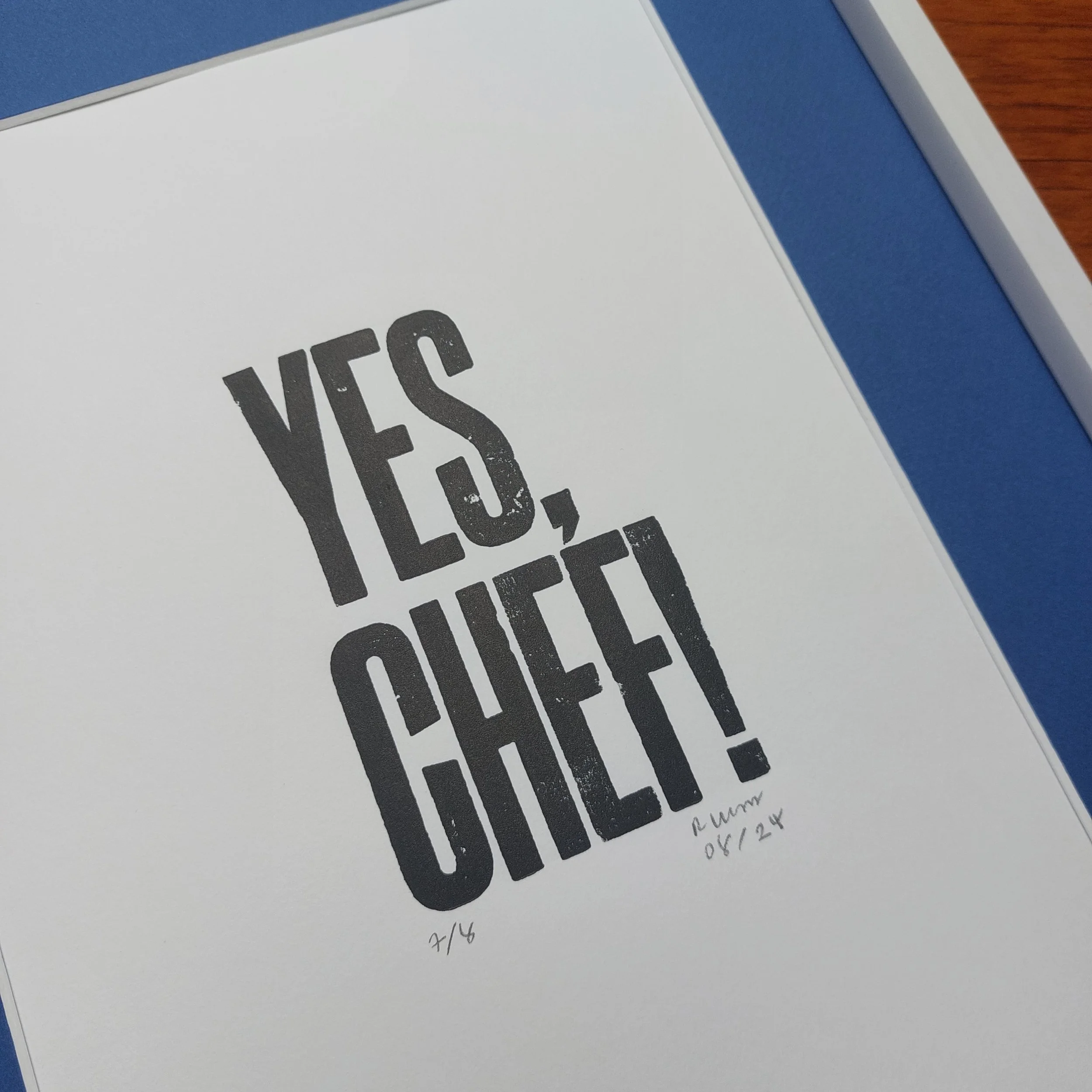 Letterpress 'Yes Chef!' A4 — RACHLLOYDPRESS Shropshire Printmaker and ...