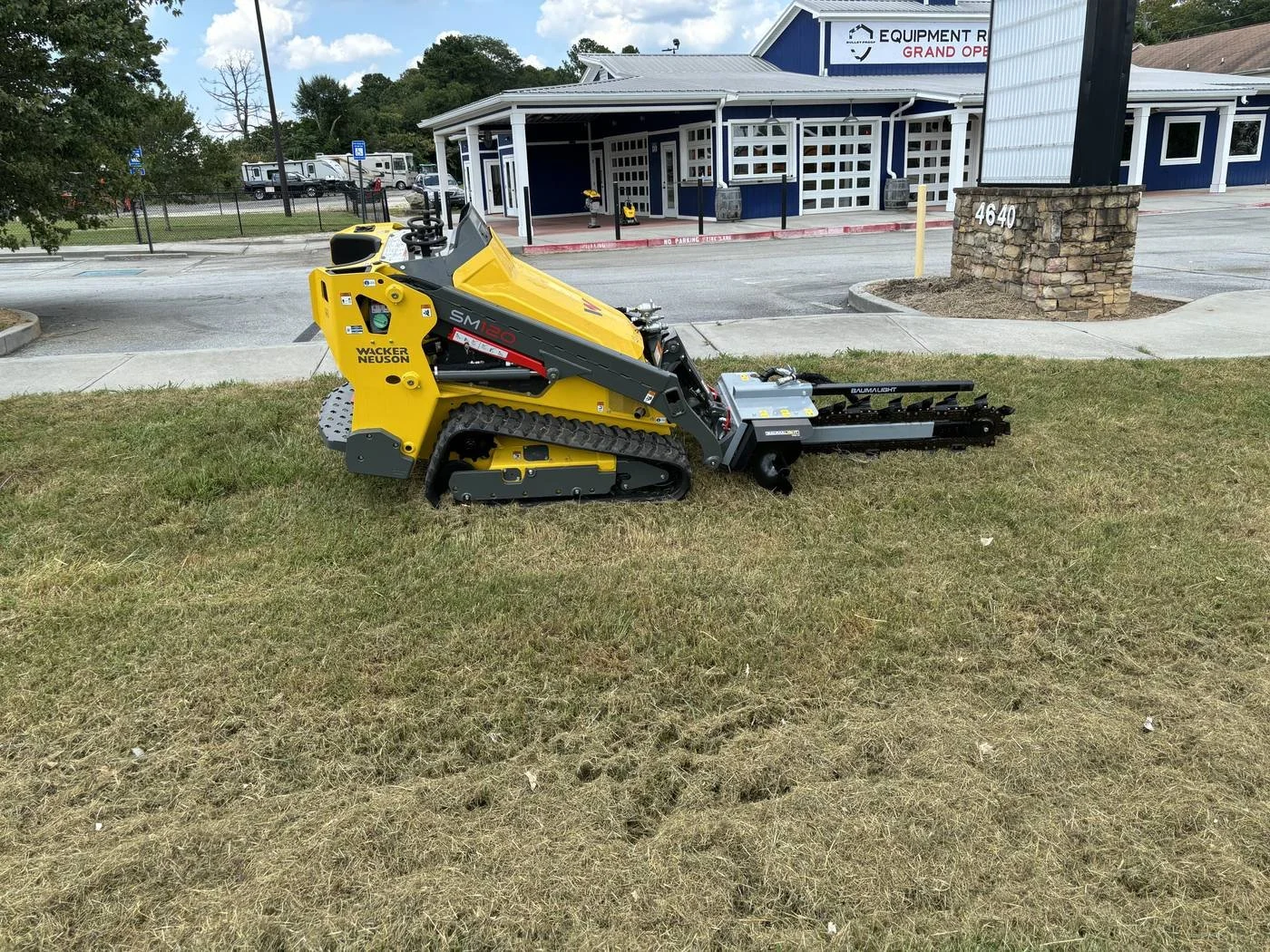 Mini skid with trencher at the loganville ga yard