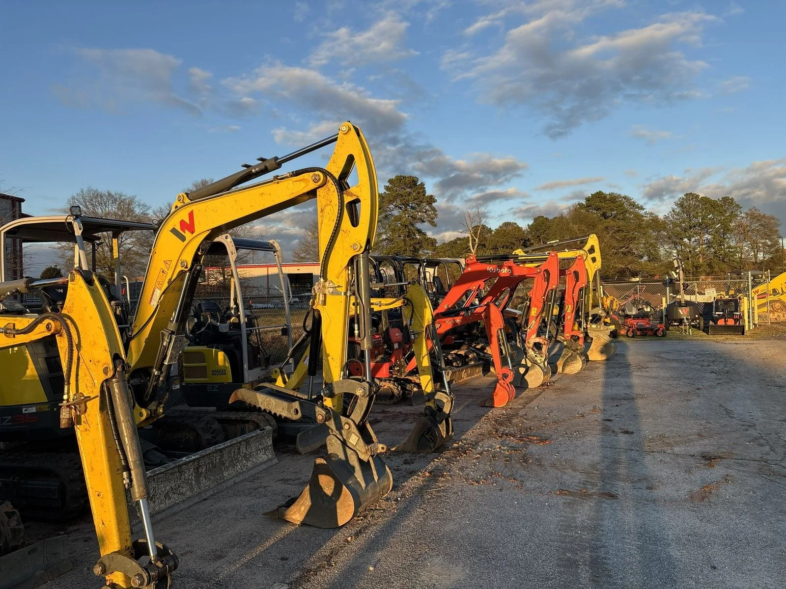Fleet of excavators 1 ton to 5 ton at Bulletproof rentals yard