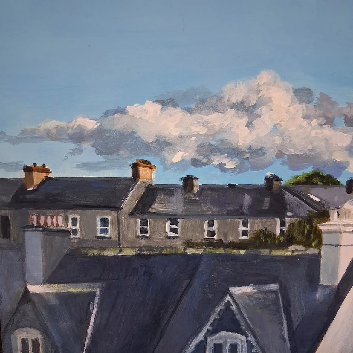 Denise Cronin, Waiting Room View - Bons Hospital, acrylic on gesso board