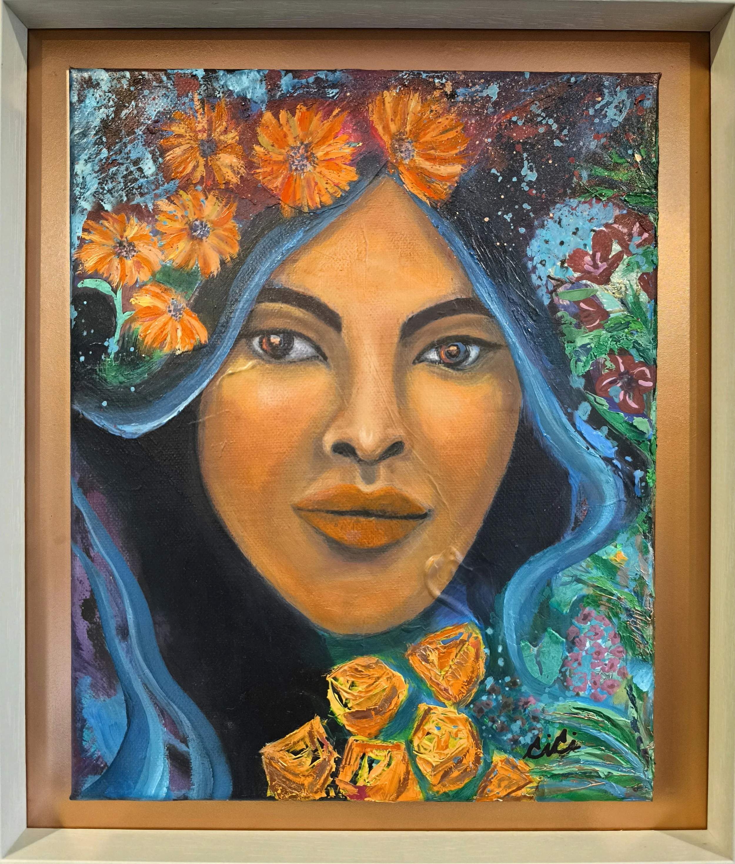 Claire O'Shea, I'll Go Pick Daisies and My Heart will be Happy, mixed media on canvas