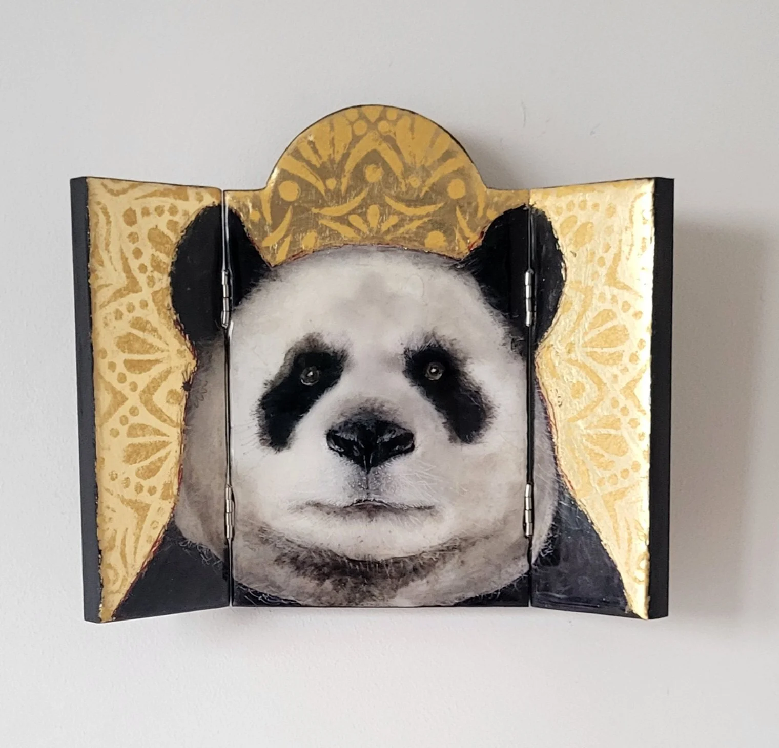 Susan Conneff, "Panda," ink, goldleaf, & on board
