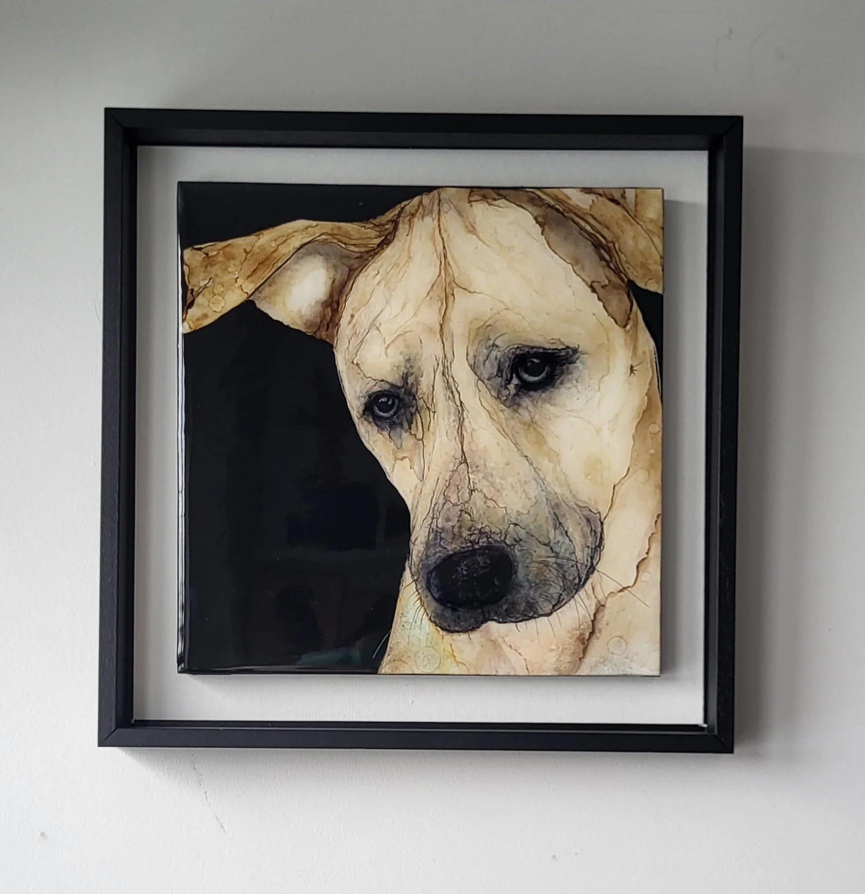Susan Conneff, "A Loyal Friend," ink resin on board