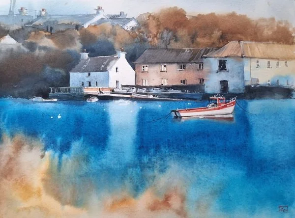 Tetiana Milshyna, White House/Red Boat, watercolour on pure cotton paper