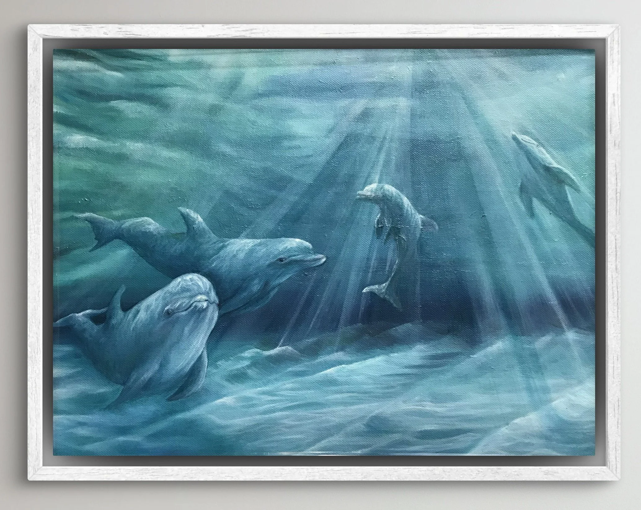 Linda Proudfoot, Dolphins, oil on canvas