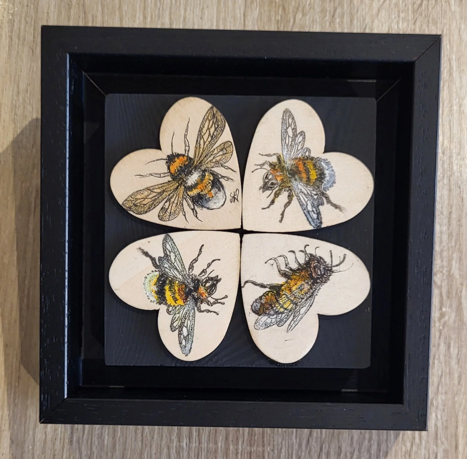 Susan Conneff, The Birds & the Bees I, Acrylic & Pen on Wood