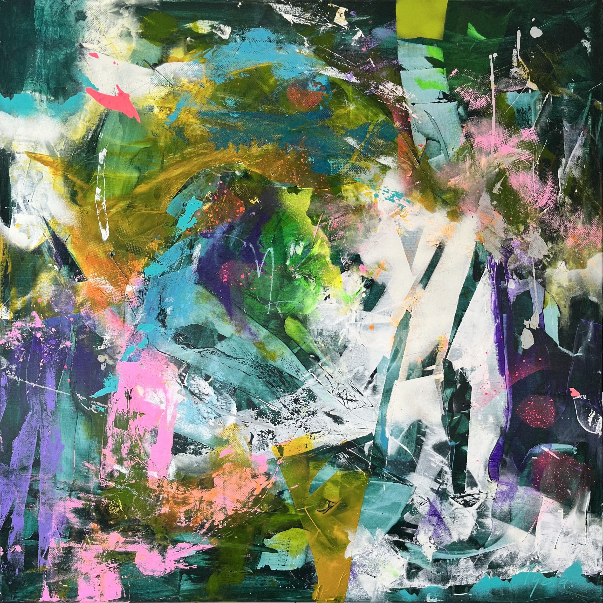 Tereza Sterbova, Emerald Isle Dream, acrylic & mixed media on canvas