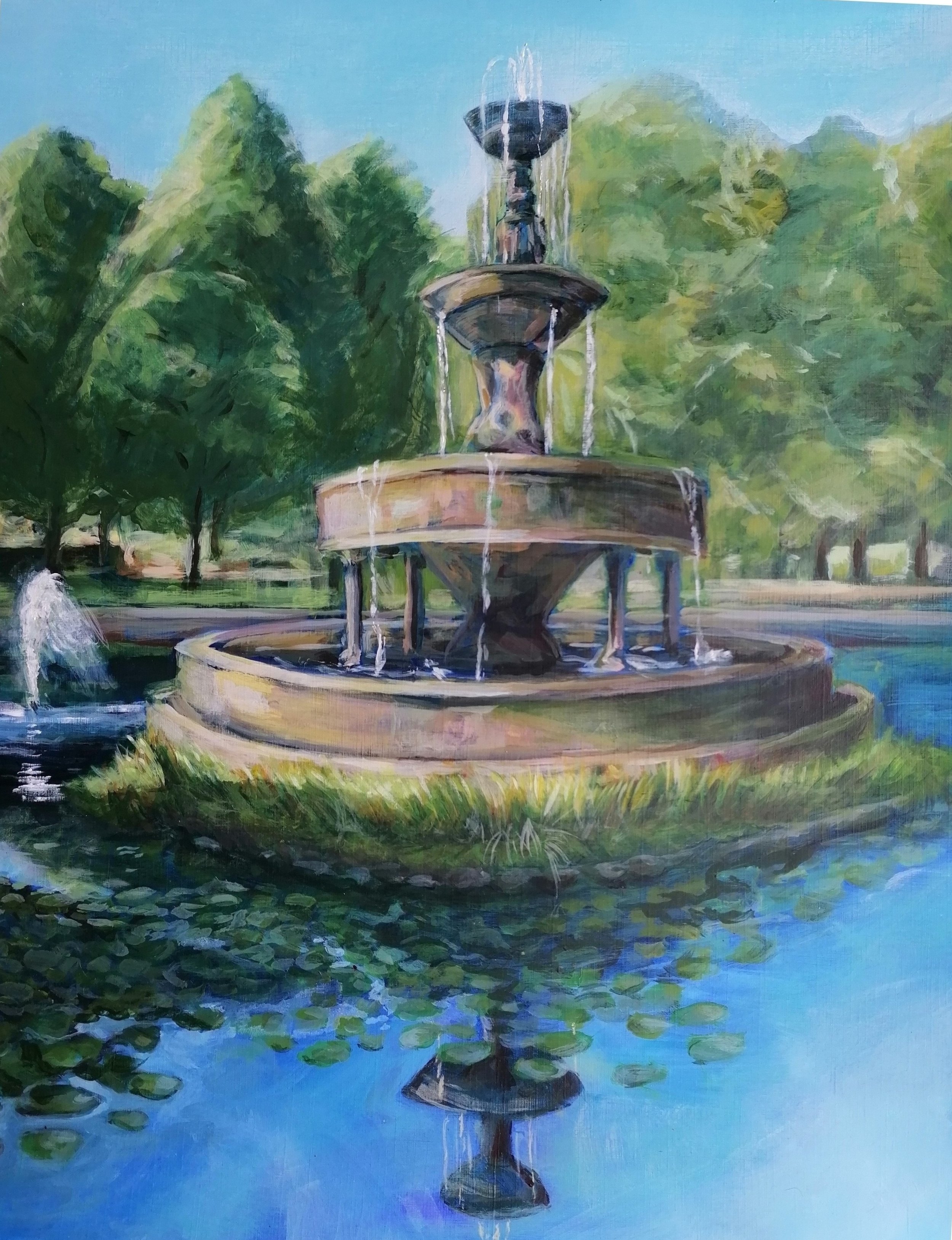 Maria O'Donoghue, Father Matthew Memorial Fountain - Fitzgerald's Park, acrylic on paper