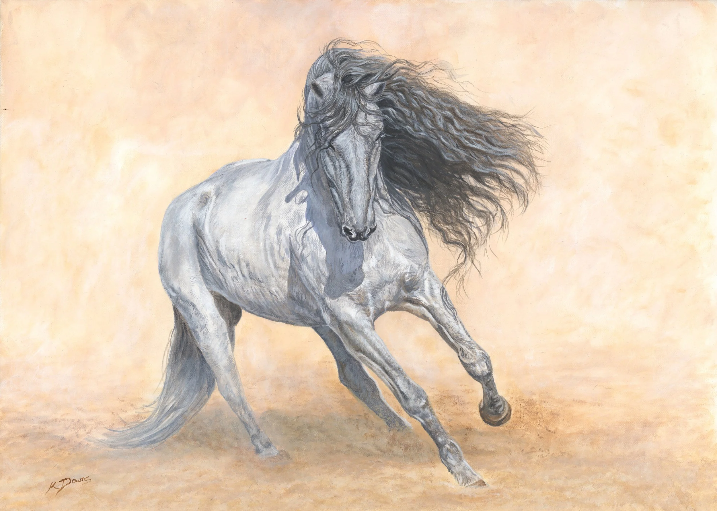 Karen Downs, "Kicking up a Storm," acrylic on canvas