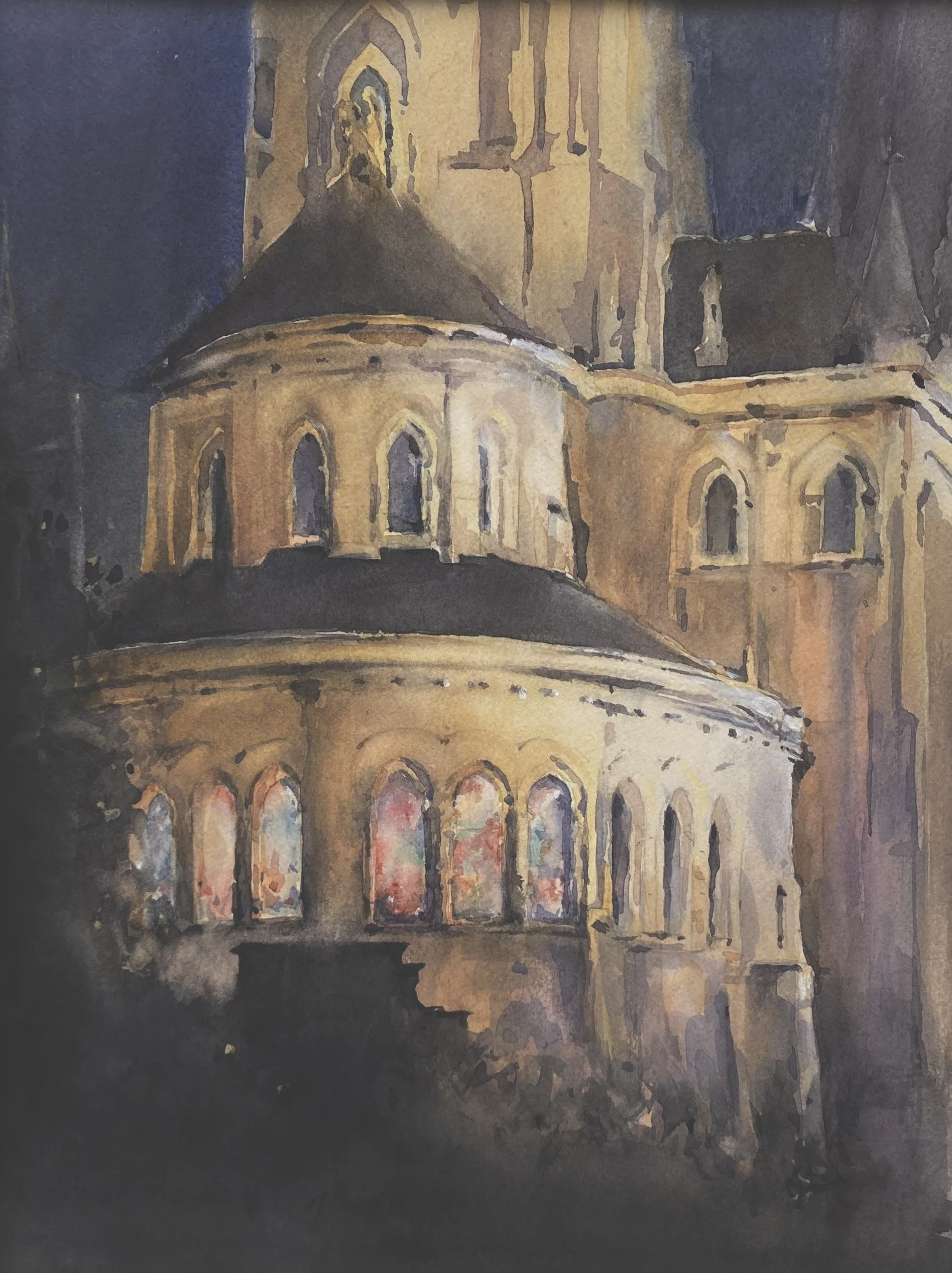 Norma Healy, St Finn Barre's Cathedral, watercolour on paper
