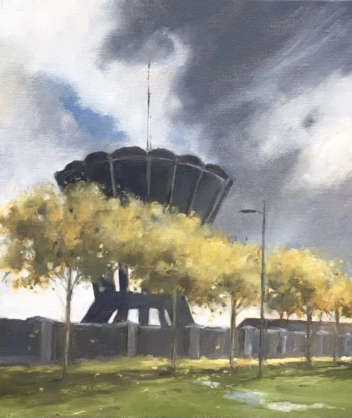 Norma Healy, Water Tower, oil on linen