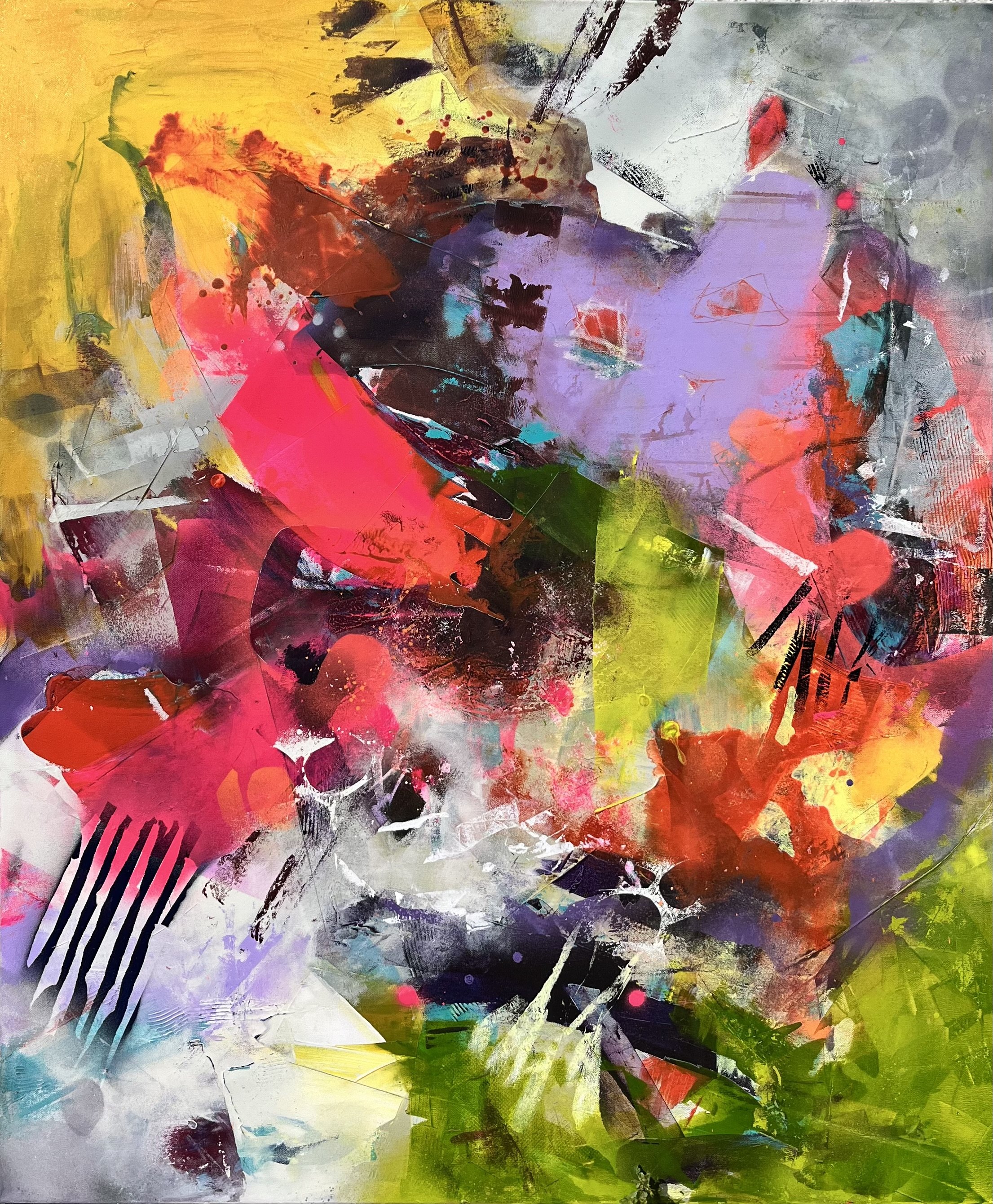 Tereza Sterbova, Hope In Bloom, acrylic & mixed media on canvas