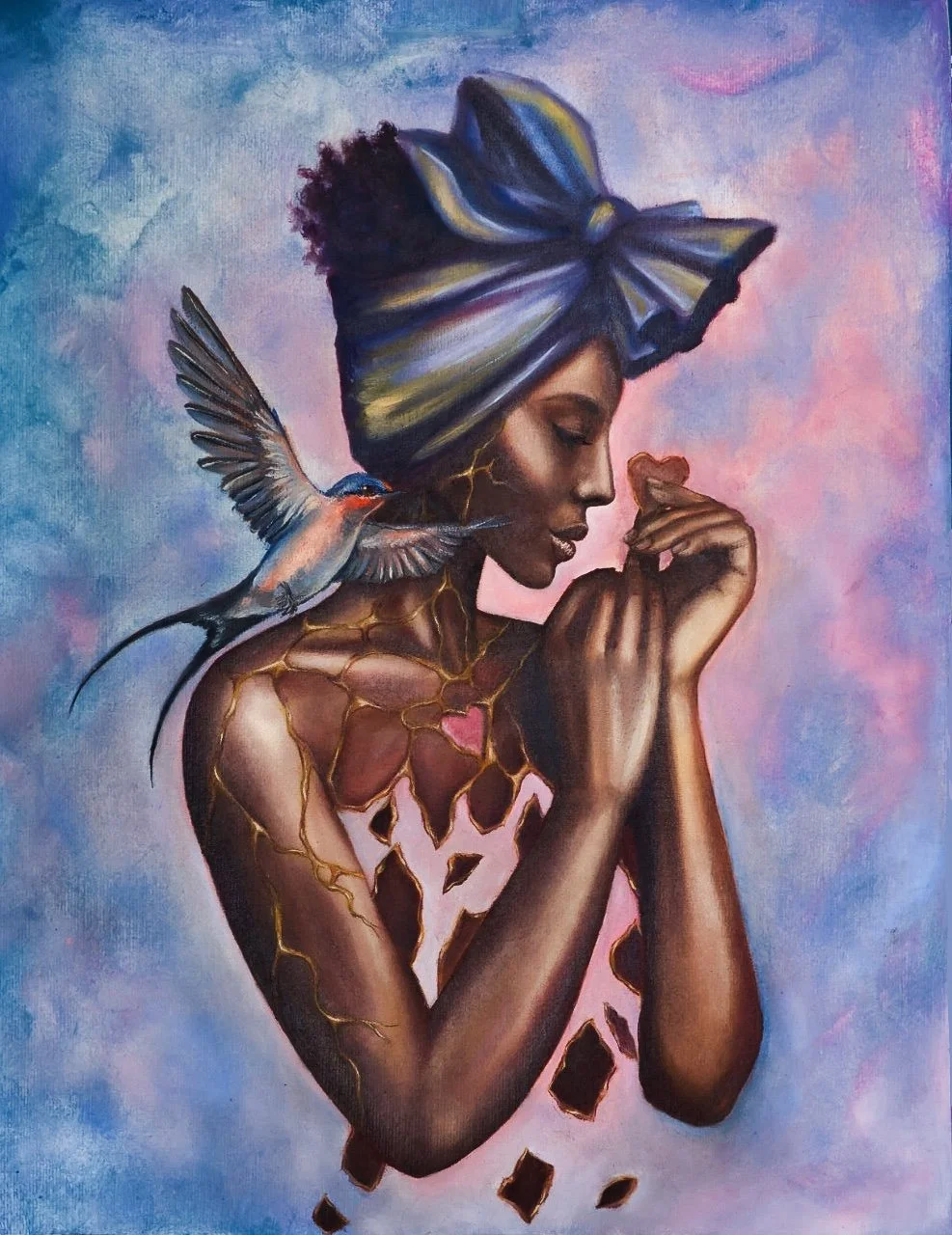 Jessica Rodrigues, She Who Rebuilds Herself, oil on canvas